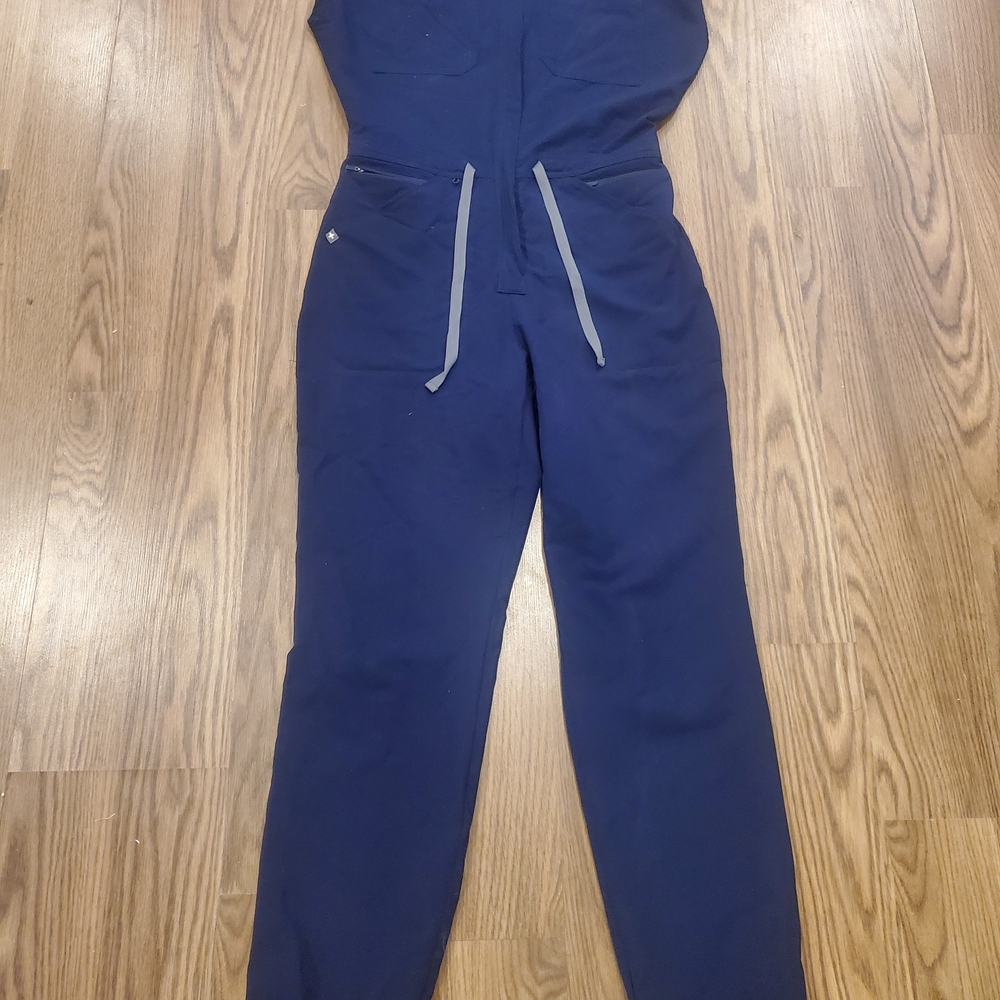 Figs Deep Blue Jumpsuit with Gray Accents